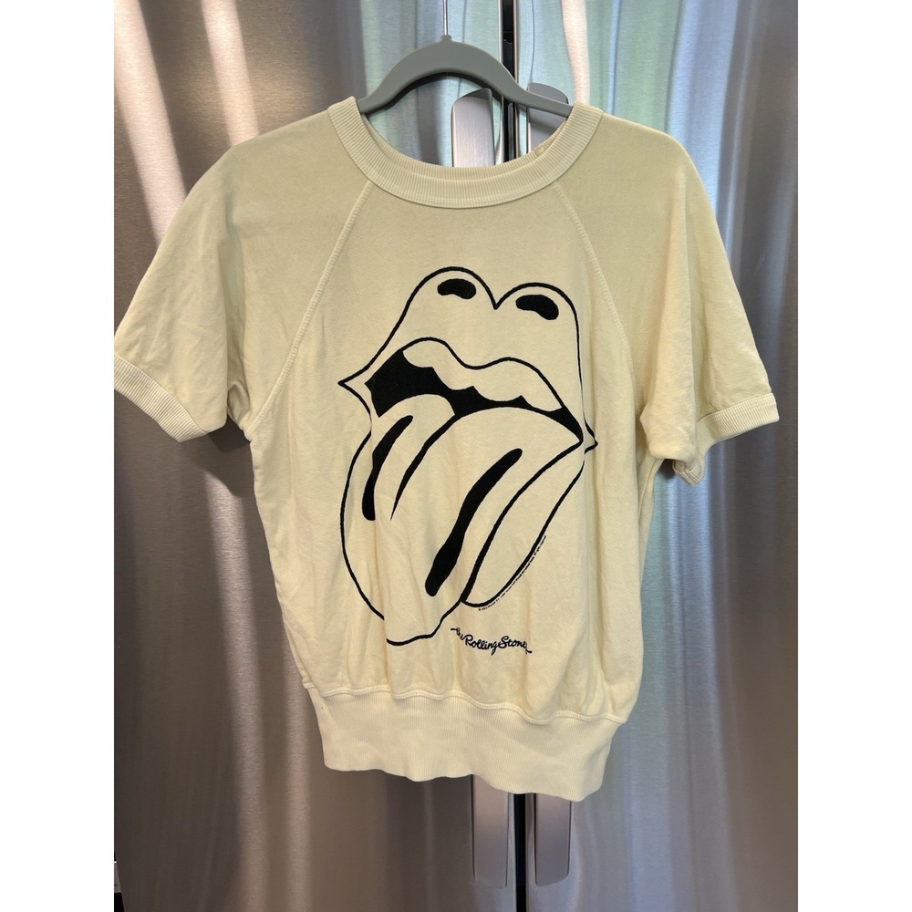 Rolling Stones People of Leisure Sweatshirt Women's Medium Tan Short Sleeve